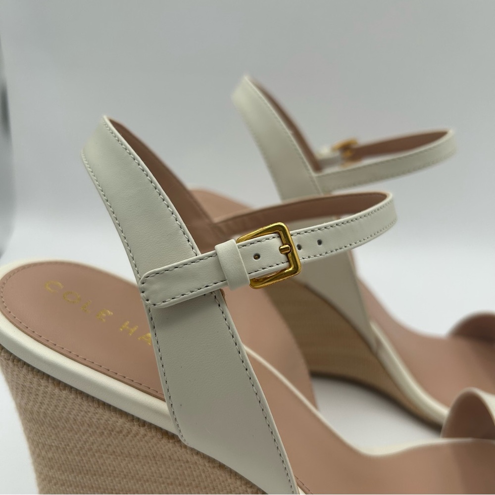 New Cole haan Womens Josie wedge sandal pump, ivory leather 10 B - Picture 6 of 10